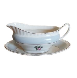 Vintage J&G Meakin Matching Gravy Boat and Plate